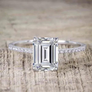 The Best 1.25 Carat  Emerald Cut Moissanite Diamond Engagement Ring in 10k White Gold