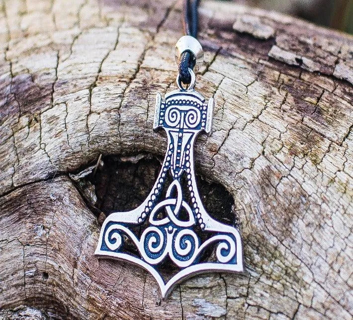 Thor's Hammer Pendant Sterling Silver Mjolnir With Ornament
