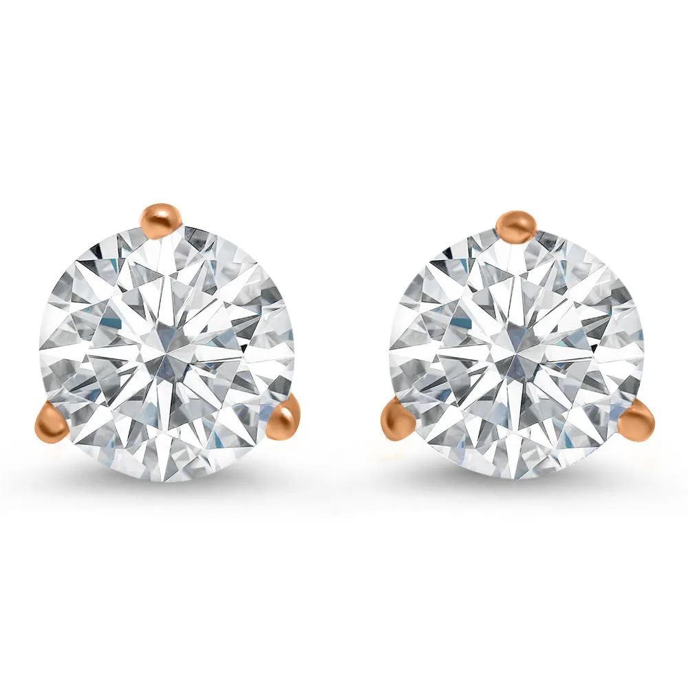 Threaded Martini Earrings | 14k Gold | White, Rose, Yellow Gold | Pierced Earring Pair| Sizes: 2ct, 3ct, 4ct, 6ct