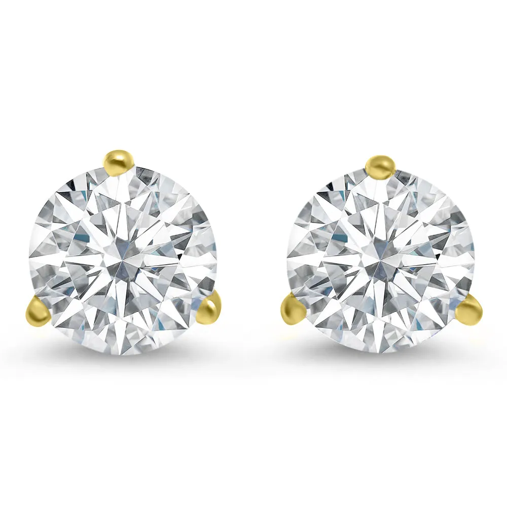 Threaded Martini Earrings | 14k Gold | White, Rose, Yellow Gold | Pierced Earring Pair| Sizes: 2ct, 3ct, 4ct, 6ct
