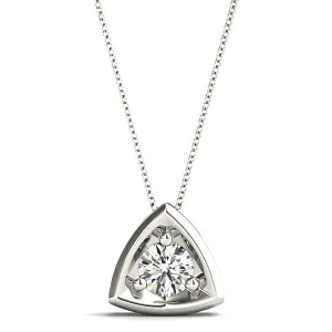 Three Prong Round Diamond Solitaire Necklace Pendant
