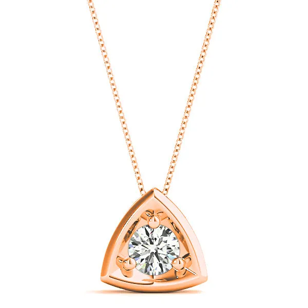 Three Prong Round Diamond Solitaire Necklace Pendant