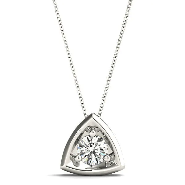 Three Prong Round Diamond Solitaire Necklace Pendant