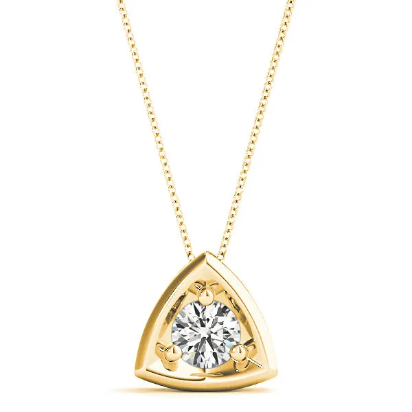 Three Prong Round Diamond Solitaire Necklace Pendant