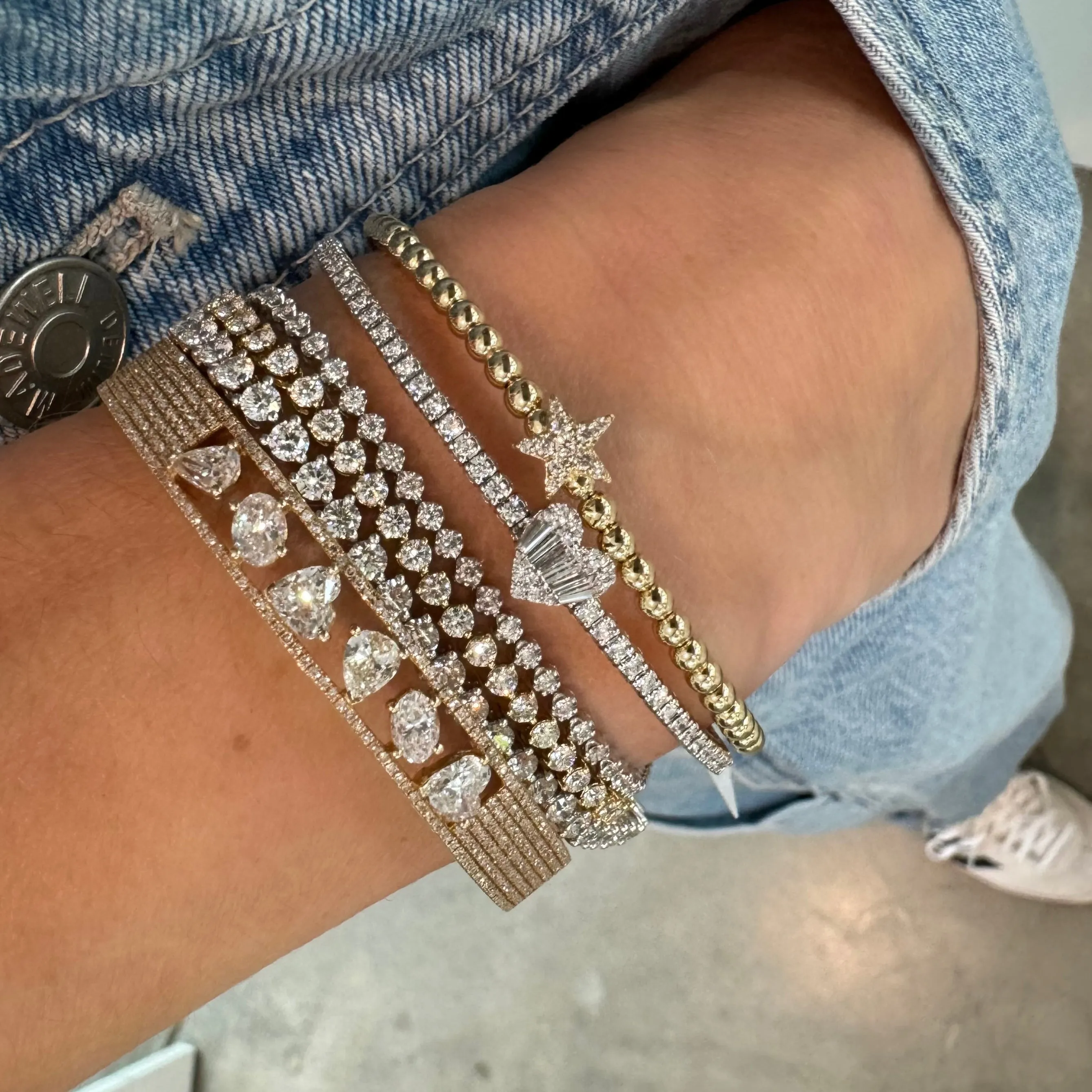 Three Prong Round Diamond Tennis Bracelet