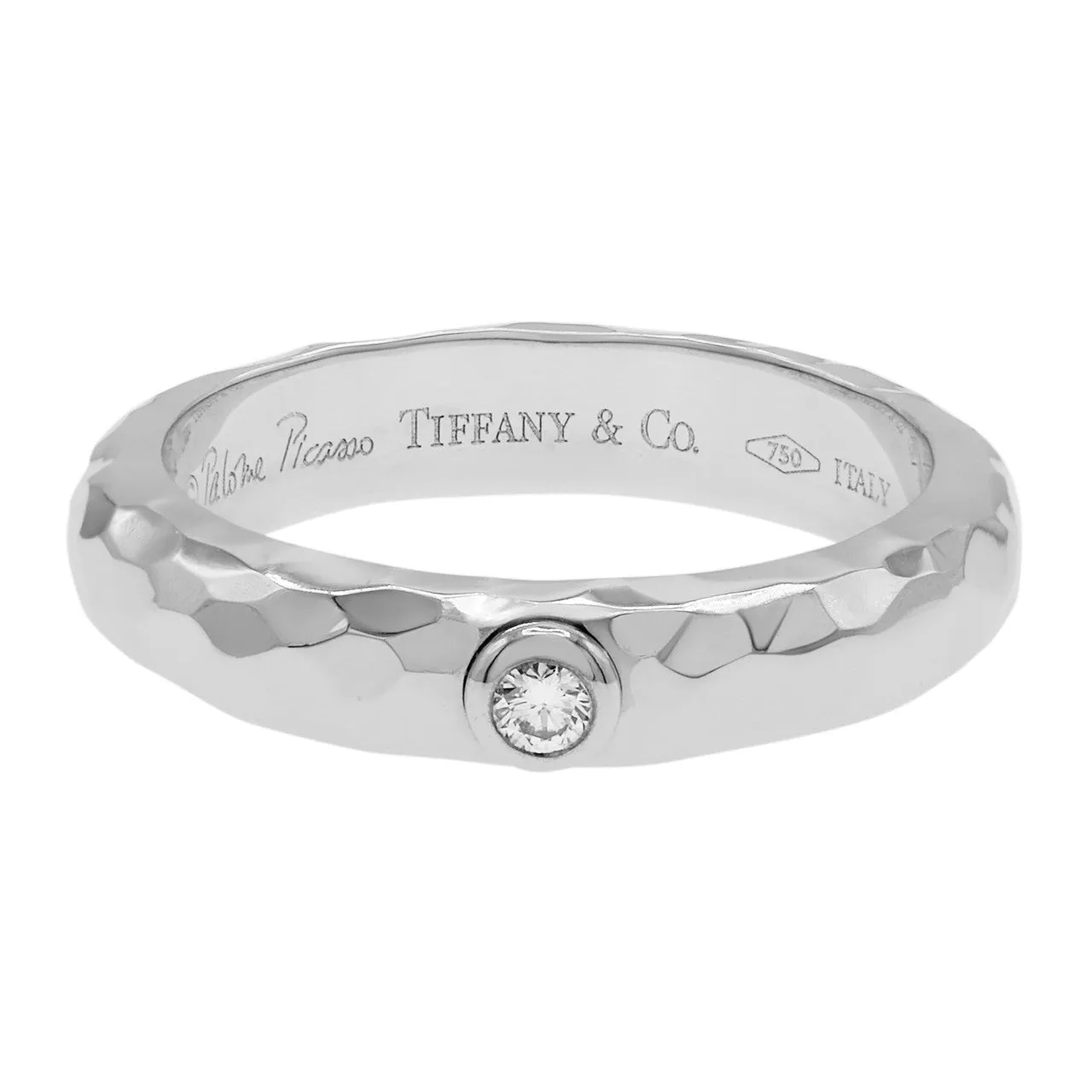 Tiffany & Co. 18K White Gold Paloma Picasso Hammered Solitaire Ring