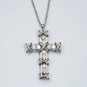 'Tiffany & Co.' Jean Schlumberger Ten Diamond Cross Pendant Necklace  | 0.35ctw |