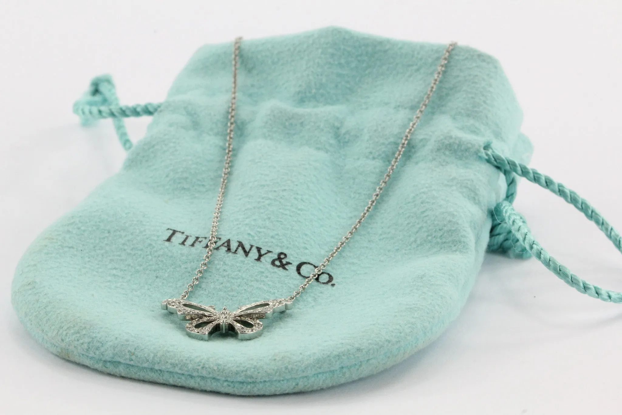 Tiffany & Co Platinum & Diamond Butterfly Pendant Necklace