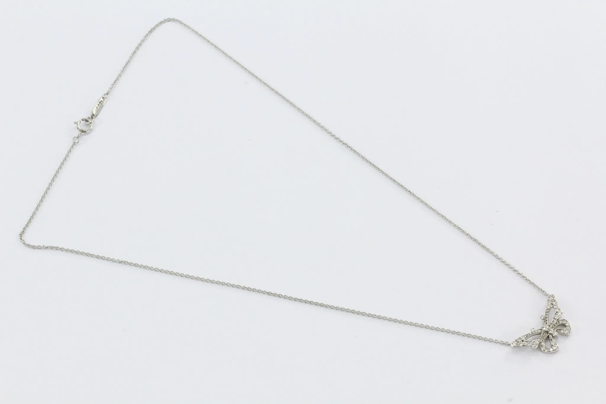 Tiffany & Co Platinum & Diamond Butterfly Pendant Necklace