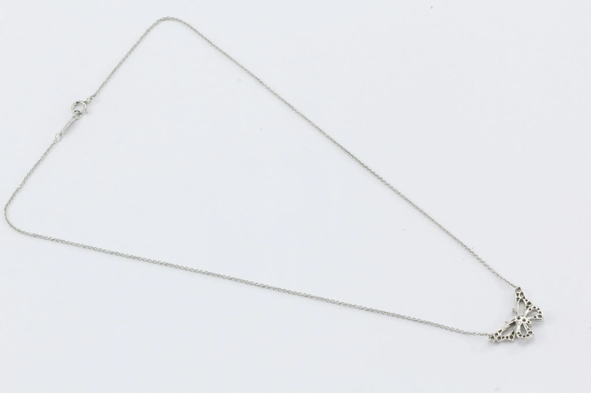Tiffany & Co Platinum & Diamond Butterfly Pendant Necklace