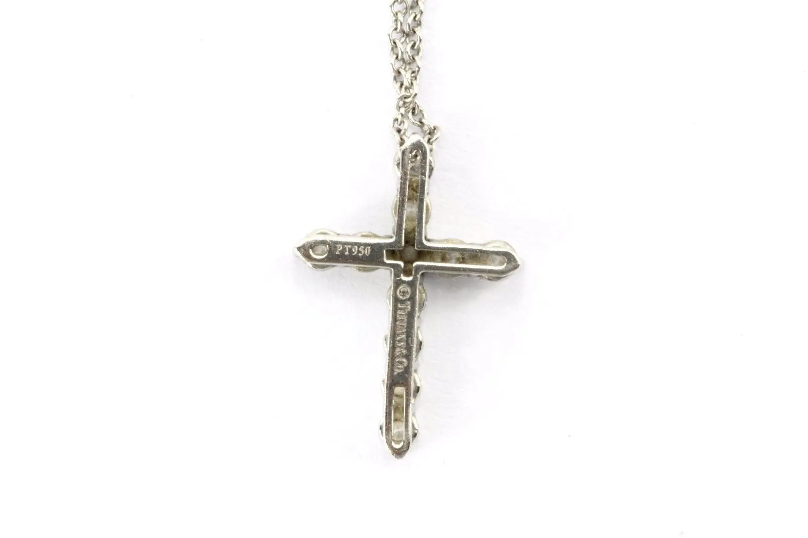 Tiffany & Co Platinum & Diamond Cross Pendant & Necklace