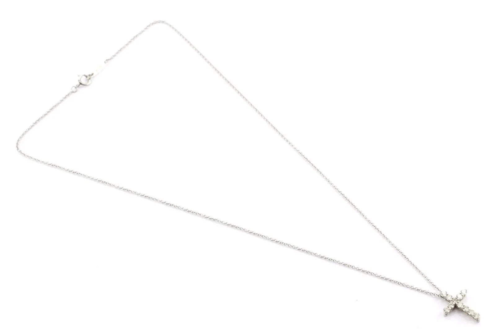 Tiffany & Co Platinum & Diamond Cross Pendant & Necklace
