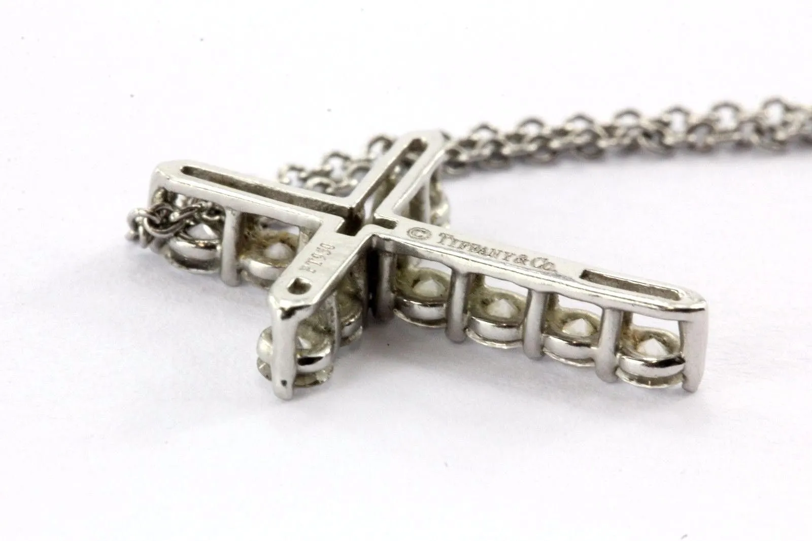 Tiffany & Co Platinum & Diamond Cross Pendant & Necklace