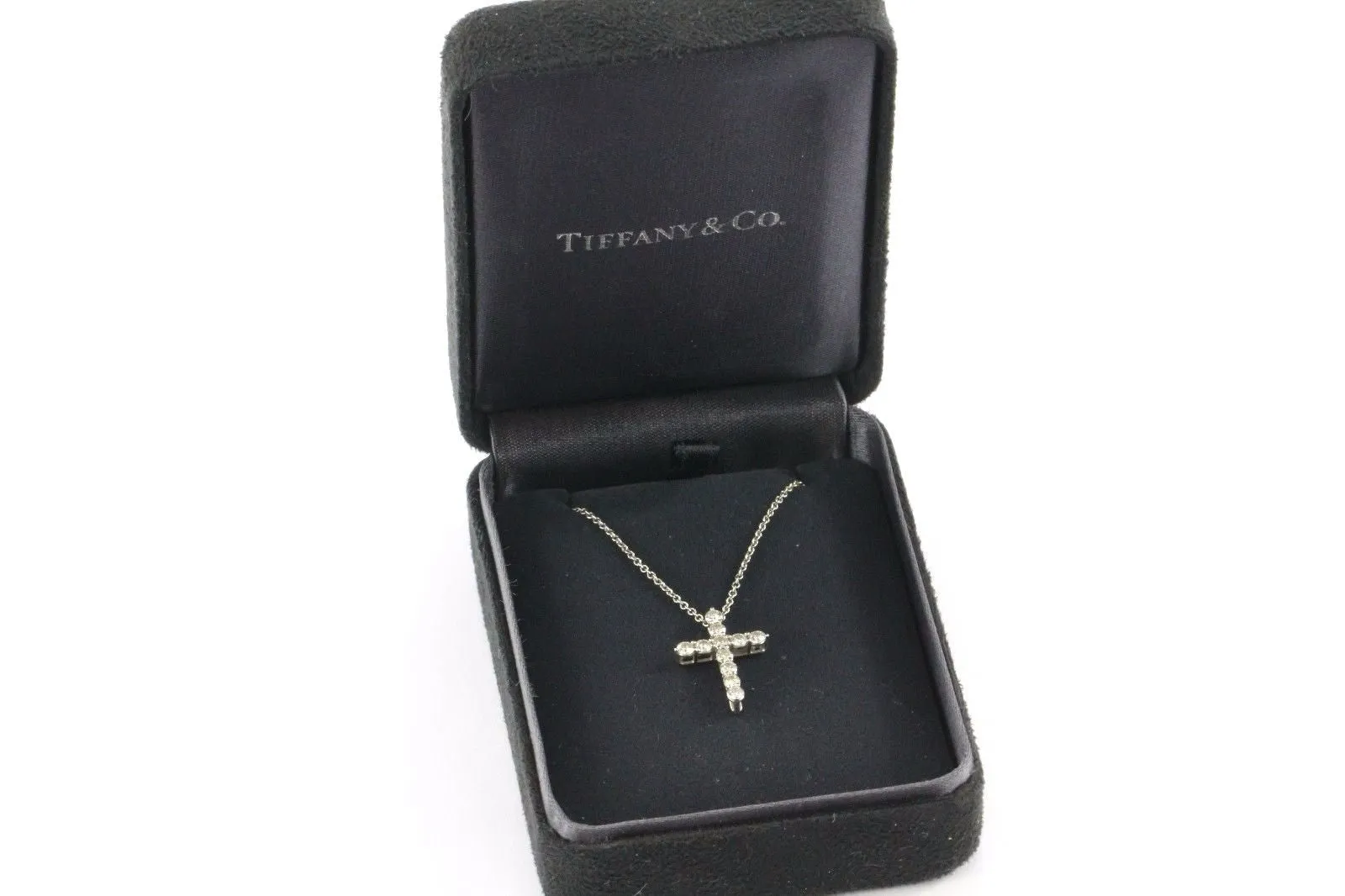 Tiffany & Co Platinum & Diamond Cross Pendant & Necklace