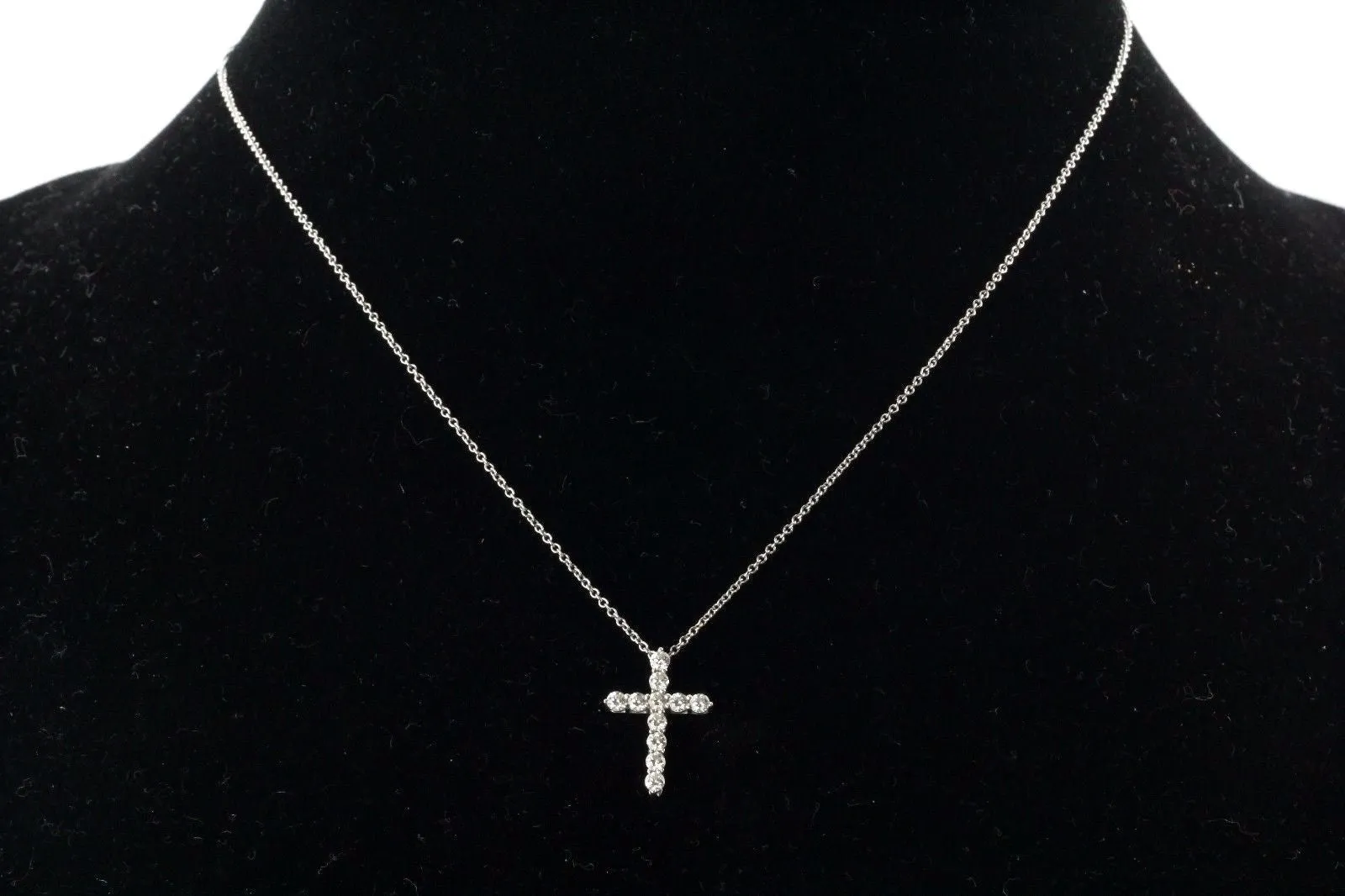 Tiffany & Co Platinum & Diamond Cross Pendant & Necklace