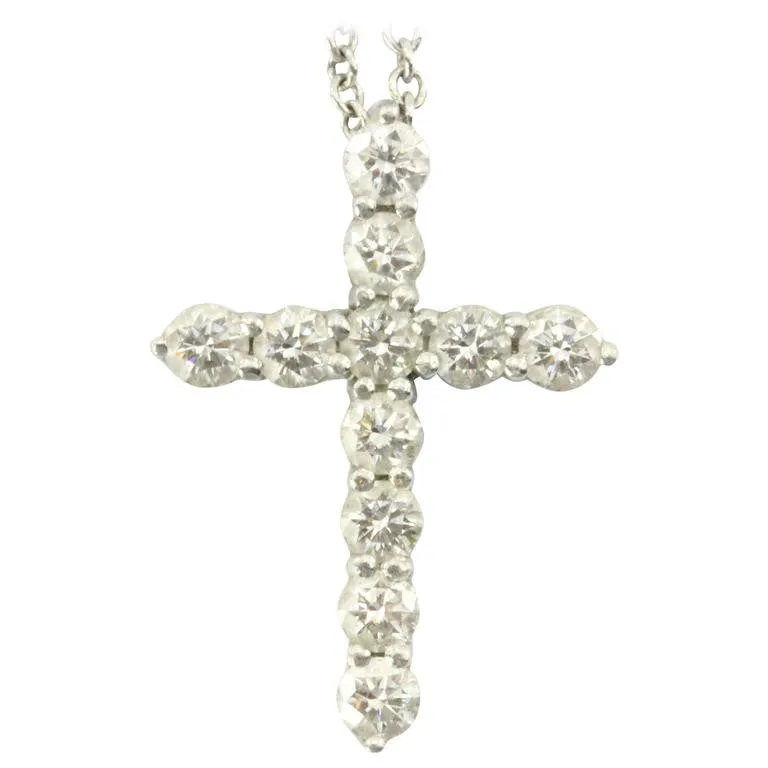 Tiffany & Co Platinum & Diamond Cross Pendant & Necklace