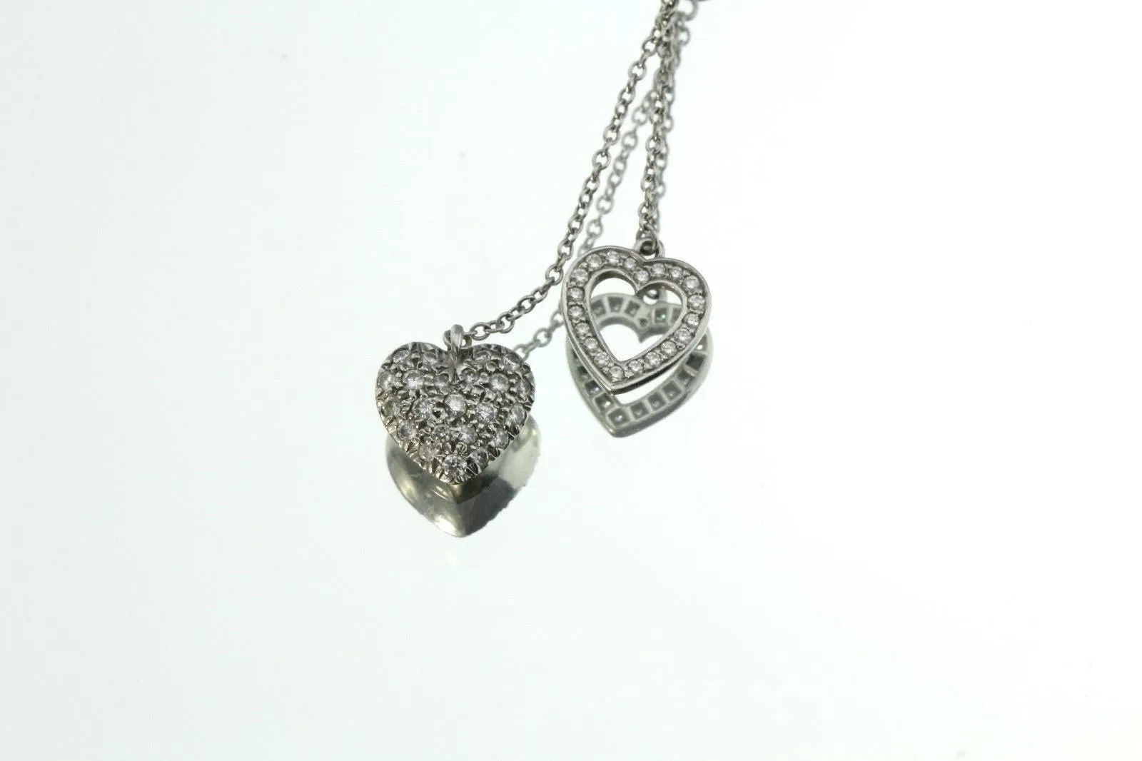 Tiffany & Co. Platinum Pave Diamond Double Heart Pendant Necklace