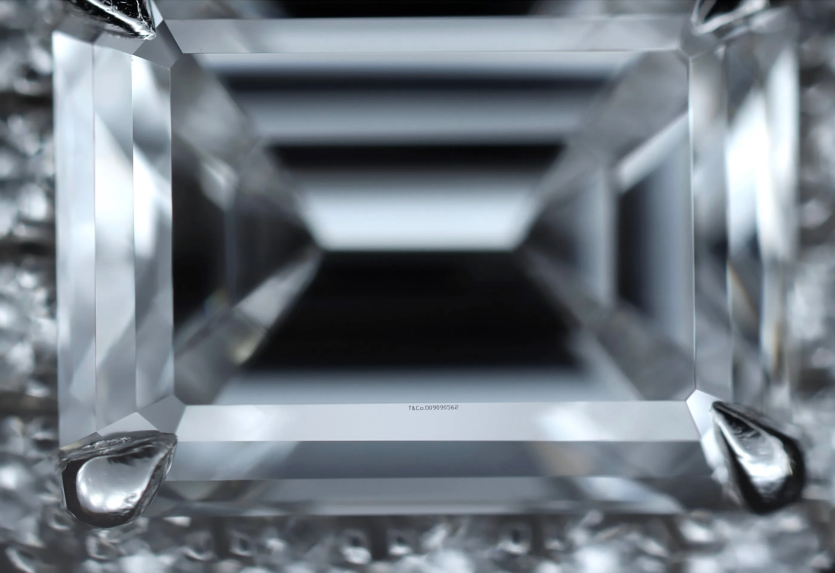 Tiffany & Co. Platinum Soleste Emerald Cut Halo Engagement Ring .97 cts Ttl. FVVS2 Diamond Band