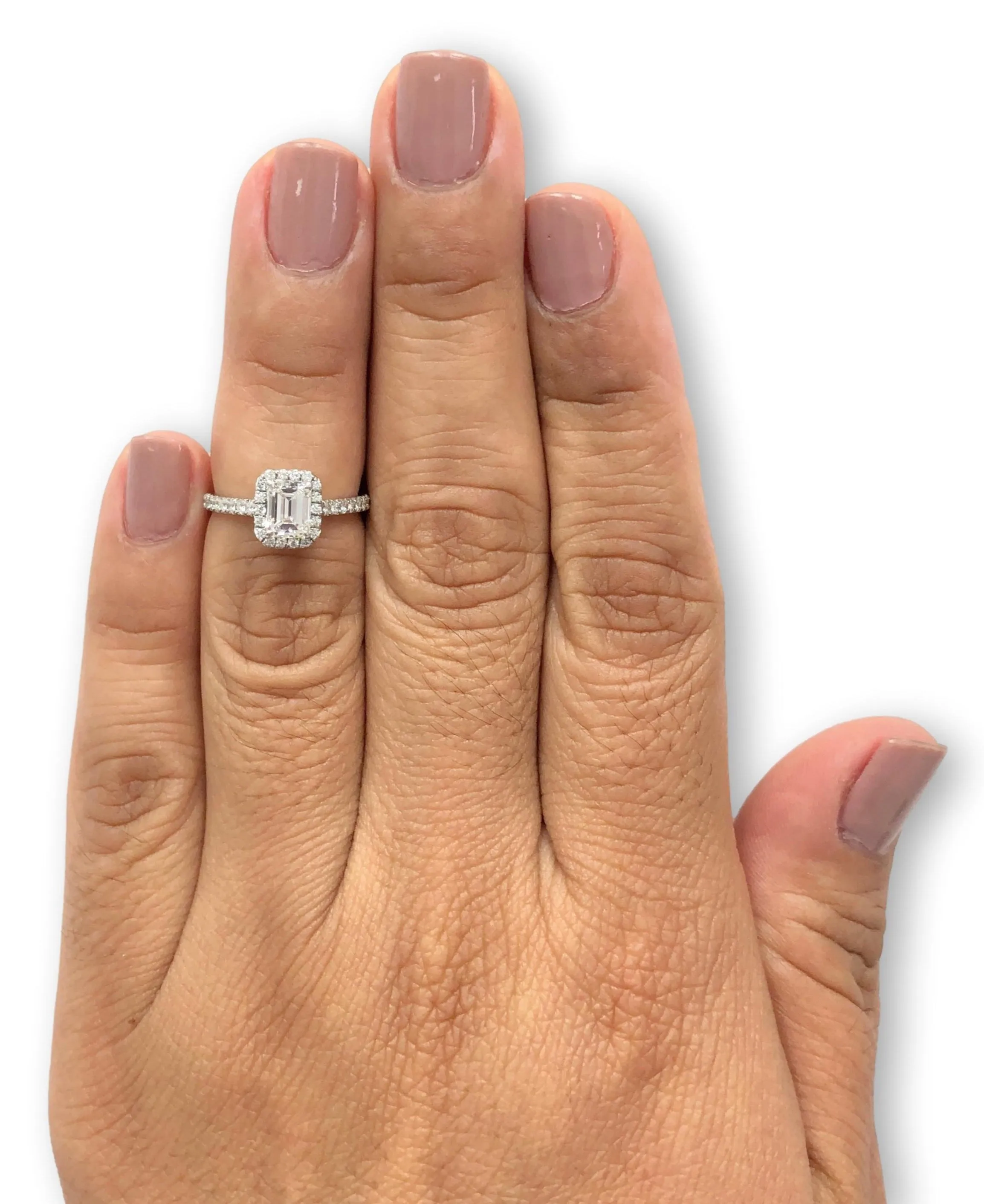 Tiffany & Co. Platinum Soleste Emerald Cut Halo Engagement Ring .97 cts Ttl. FVVS2 Diamond Band