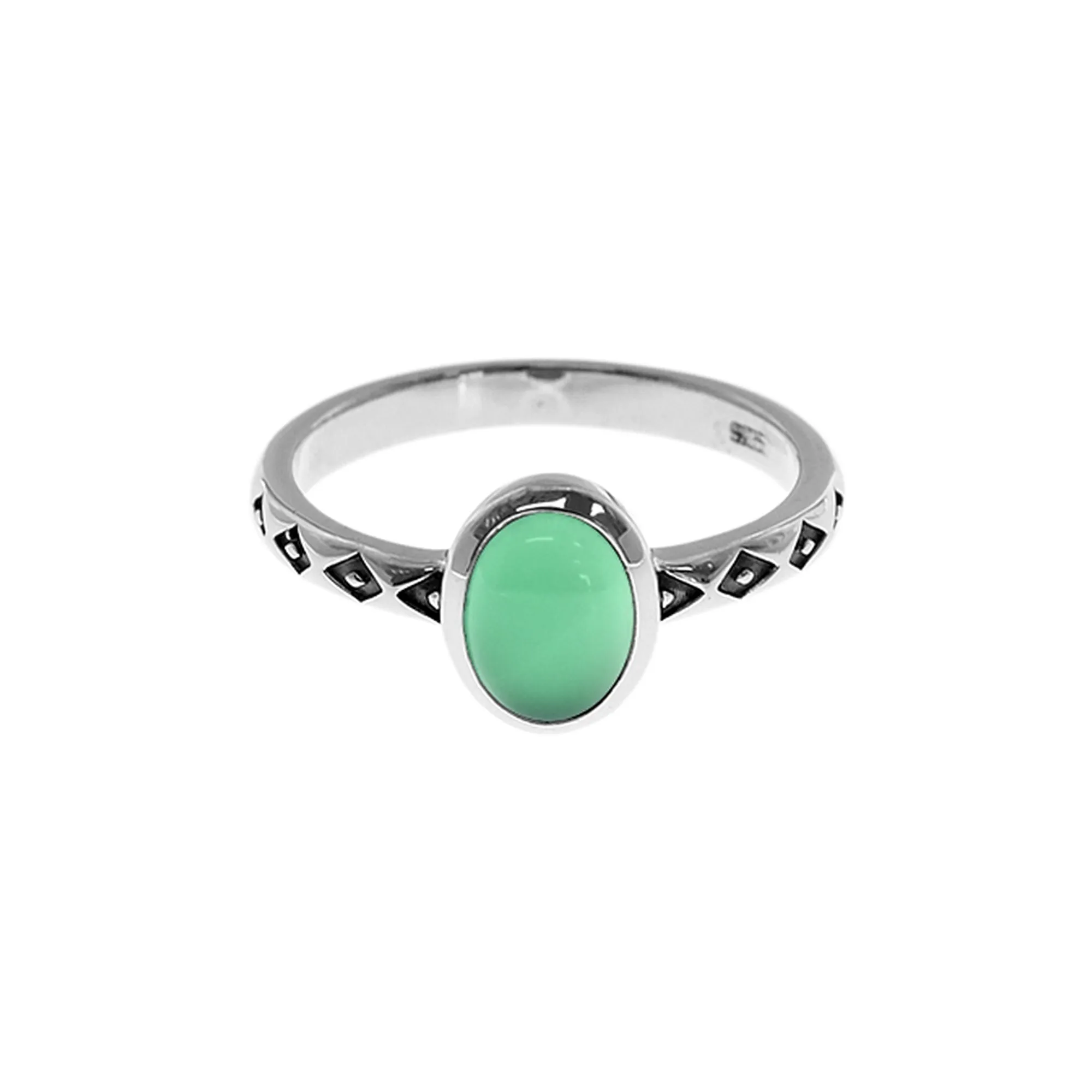 Tilly diamond dot green agate ring