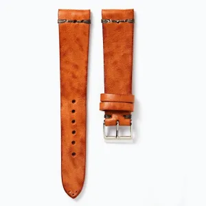 Time Tide Natural   Anthracite Stitch Vintage Leather Watch Strap