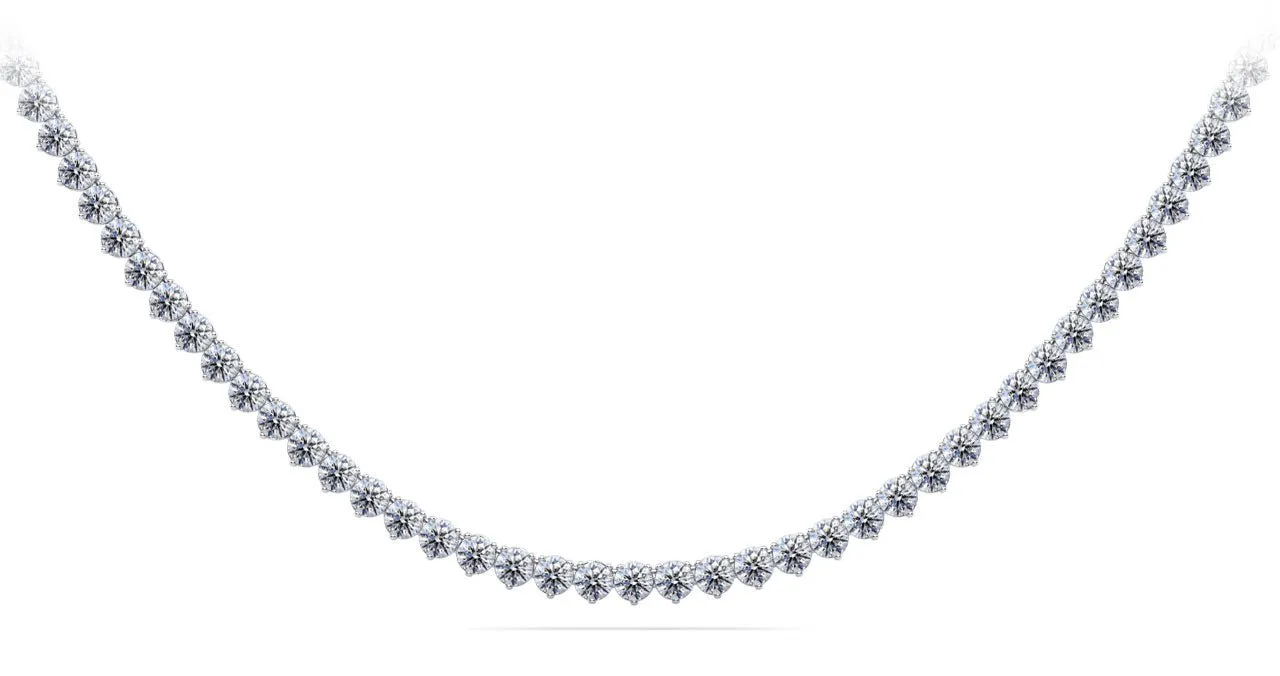 Timeless Three Prong Riviera Diamond Tennis Diamond Necklace with 6.17 ct.(finished) 2mm