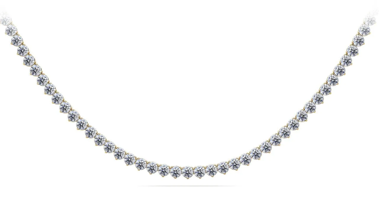 Timeless Three Prong Riviera Diamond Tennis Diamond Necklace with 6.17 ct.(finished) 2mm