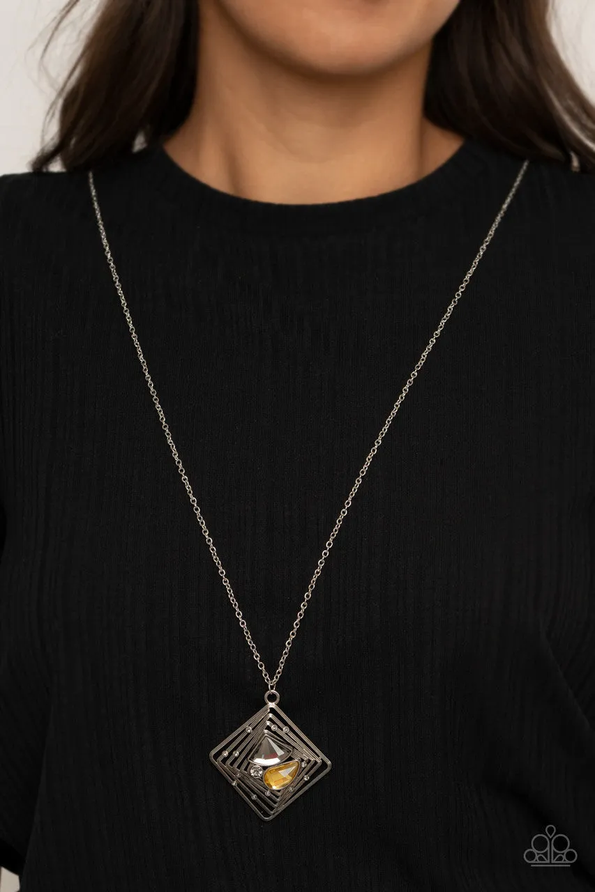 Timelessly Tilted Yellow Paparazzi Necklace