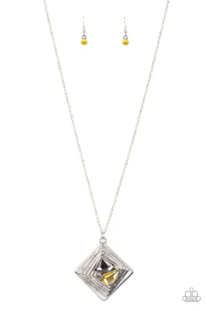 Timelessly Tilted Yellow Paparazzi Necklace