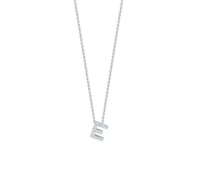 Tiny Treasures Diamond Love Letter "E" in White Gold