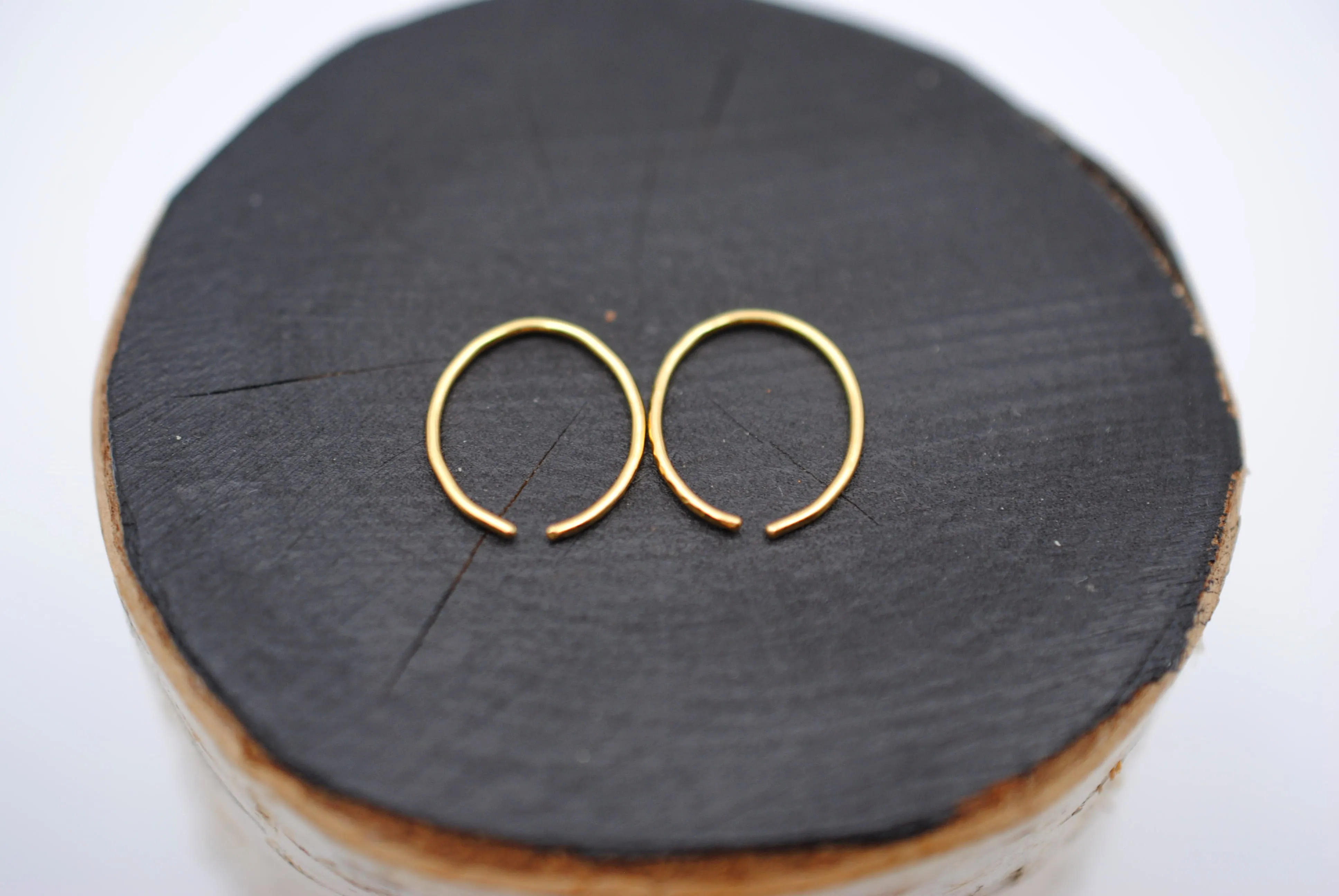 Tiny Yellow Gold Open Hoop Earrings
