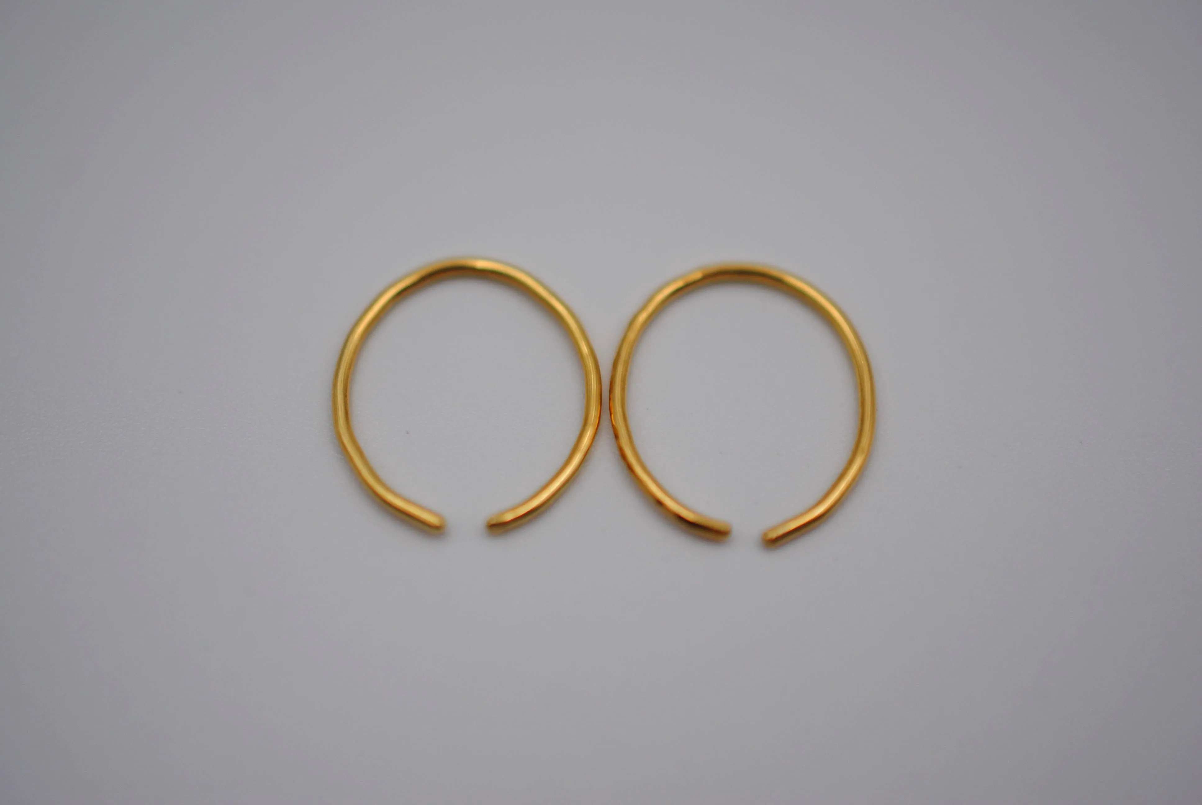 Tiny Yellow Gold Open Hoop Earrings