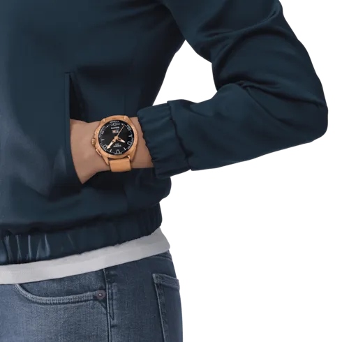 TISSOT T-TOUCH CONNECT SOLAR TITANIUM RG PVD ORANGE ON RG LEATHER