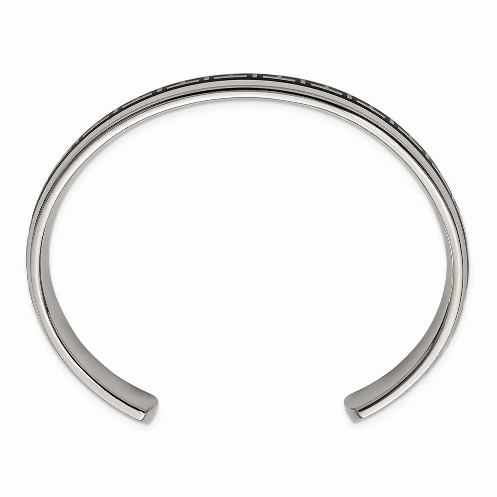 Titanium Black Rubber Design Cuff Bangle
