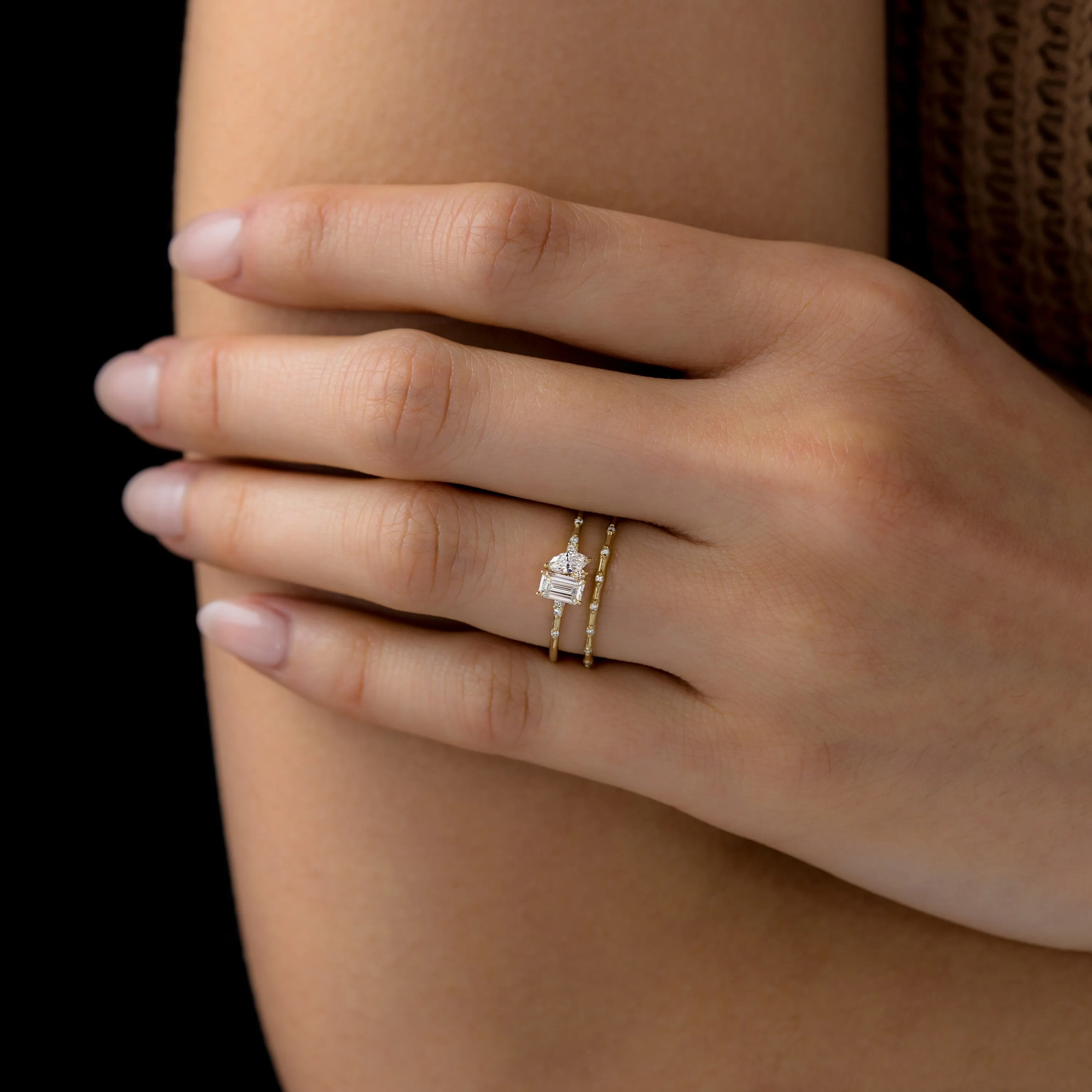 Toi et Moi et Le Reste Ring with Diamond Band, Sized to Order