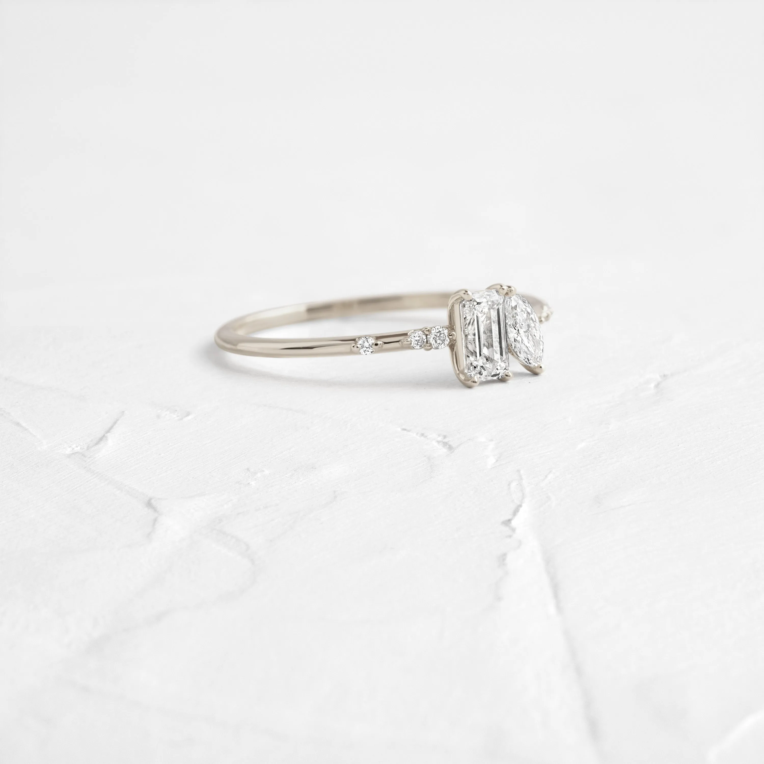 Toi et Moi et Le Reste Ring with Diamond Band, Sized to Order