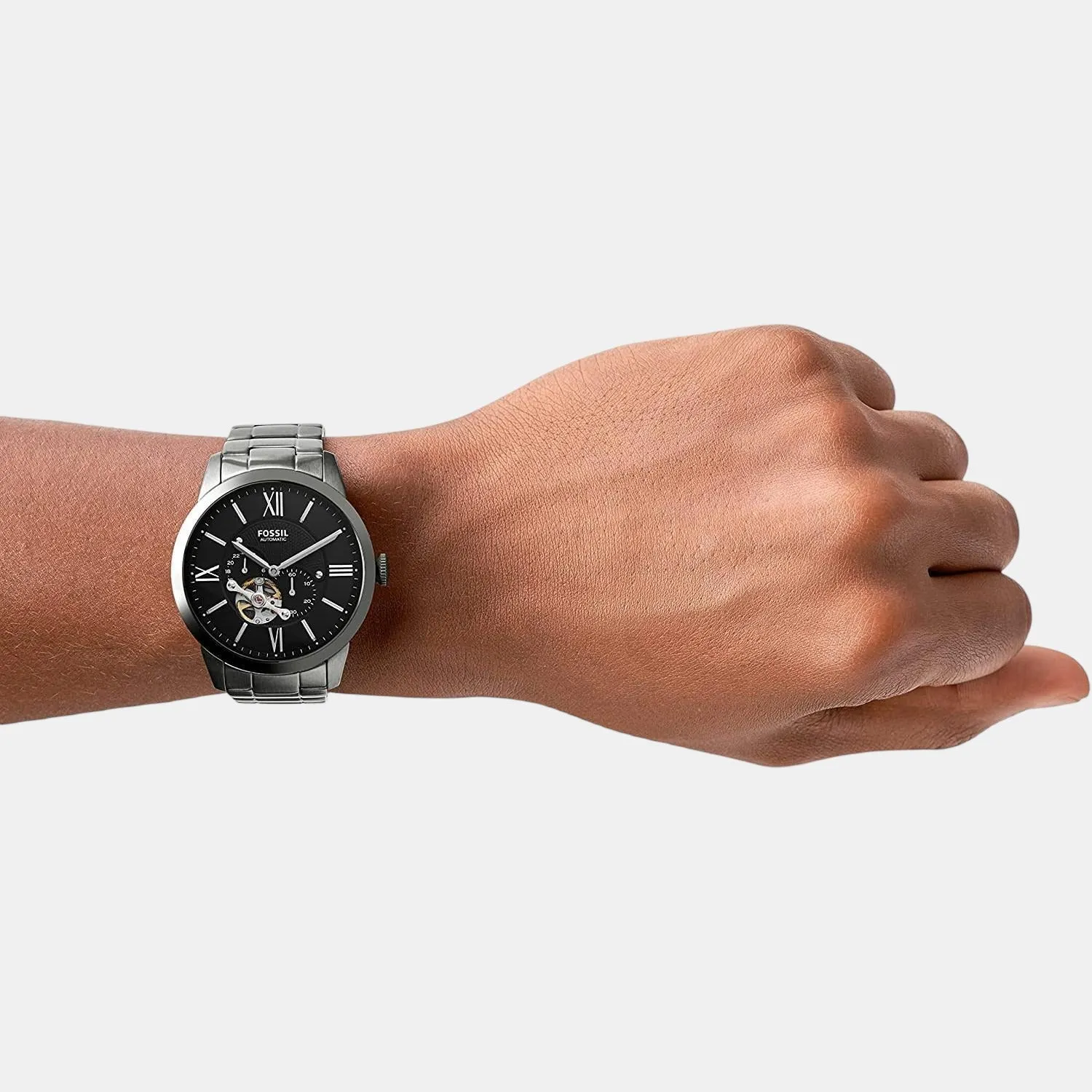 Townsman Men Automatic Black Dial Multi-Function Stainless Steel Watch ME3172