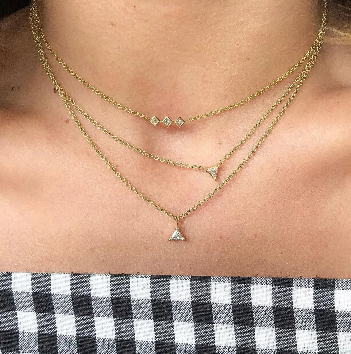 Triangle Diamond Pendant Necklace