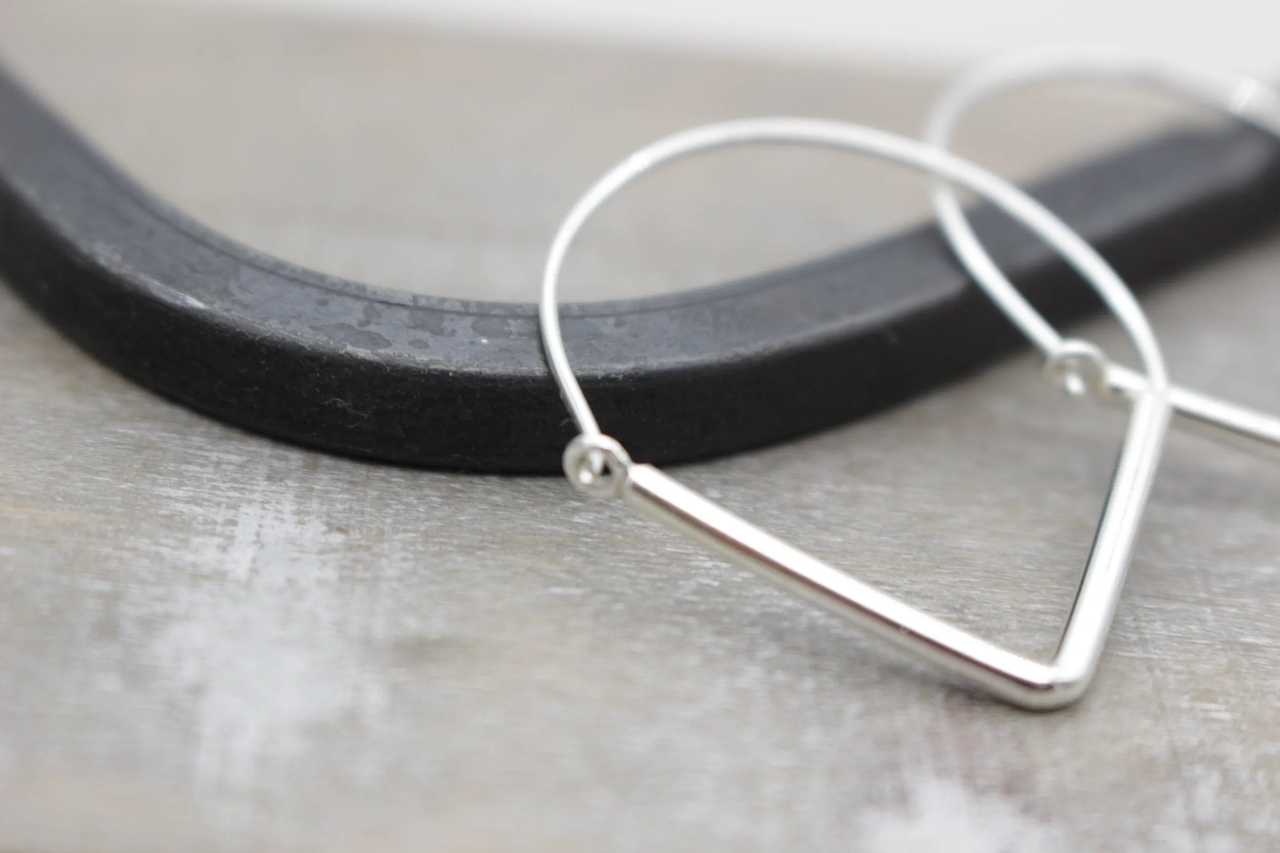 Triangle sterling silver hoop earrings - geometric hoops - sterling silver hoops - boho hoops - gift for her - jewelry hoop earrings