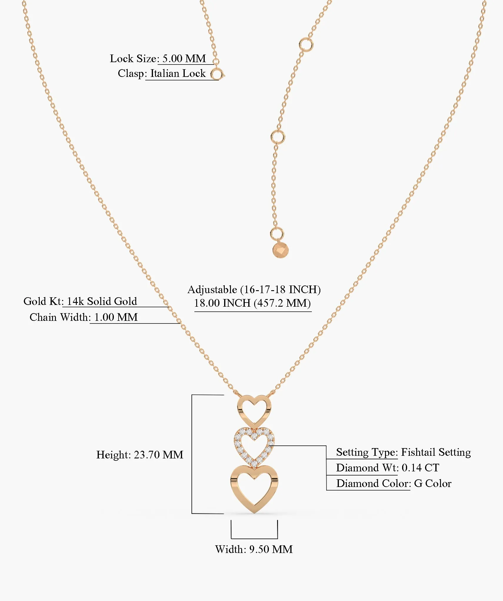 Triple Delight Heart Pendant