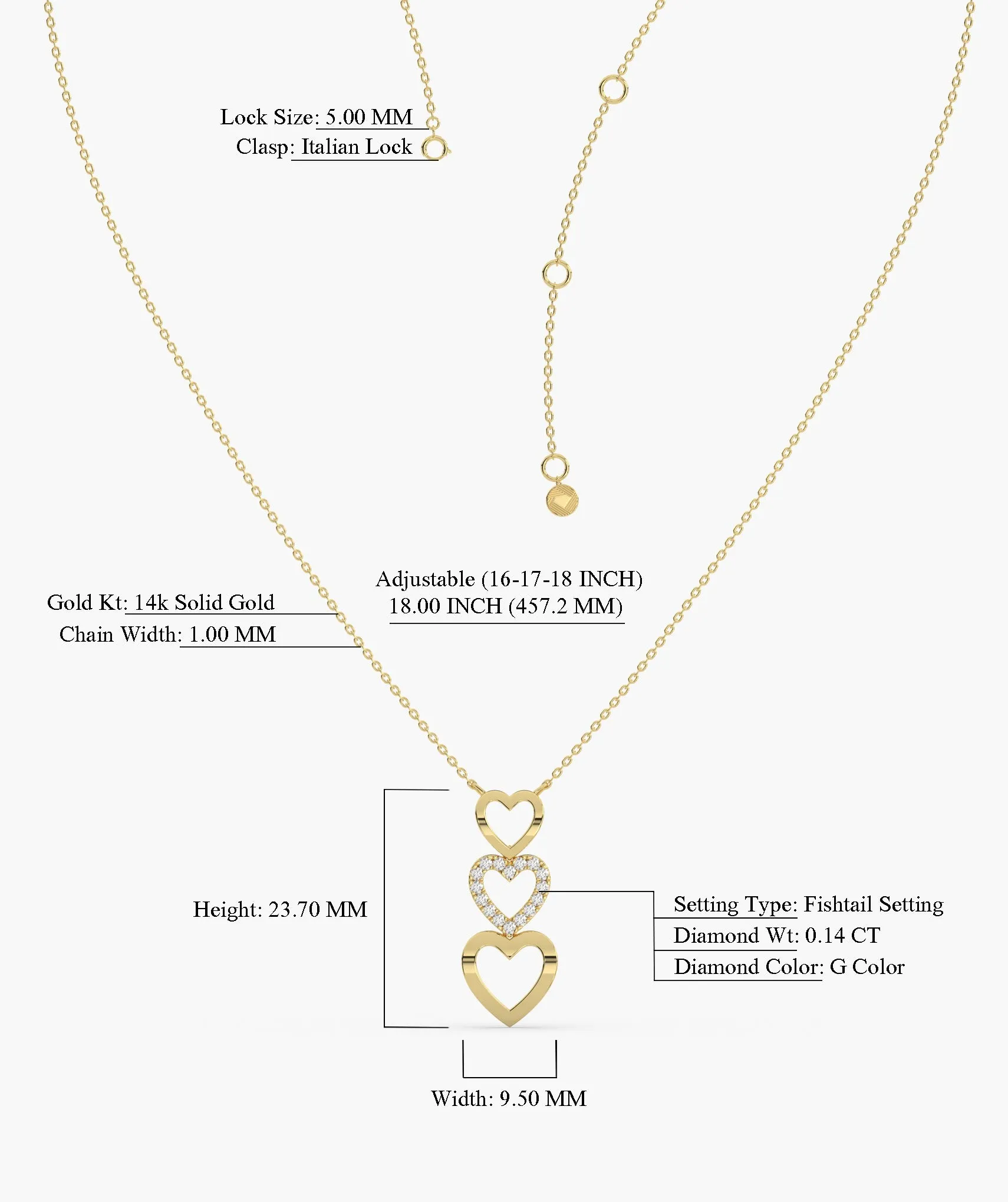 Triple Delight Heart Pendant