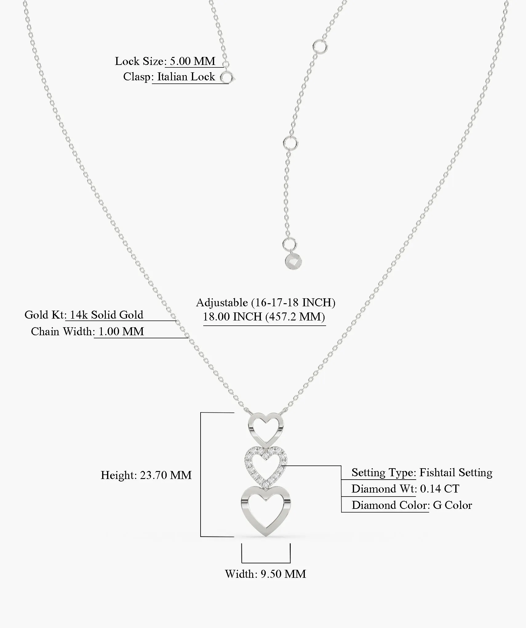 Triple Delight Heart Pendant