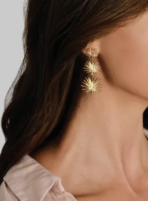 Triple Fan Palm Dangle Earrings - Small