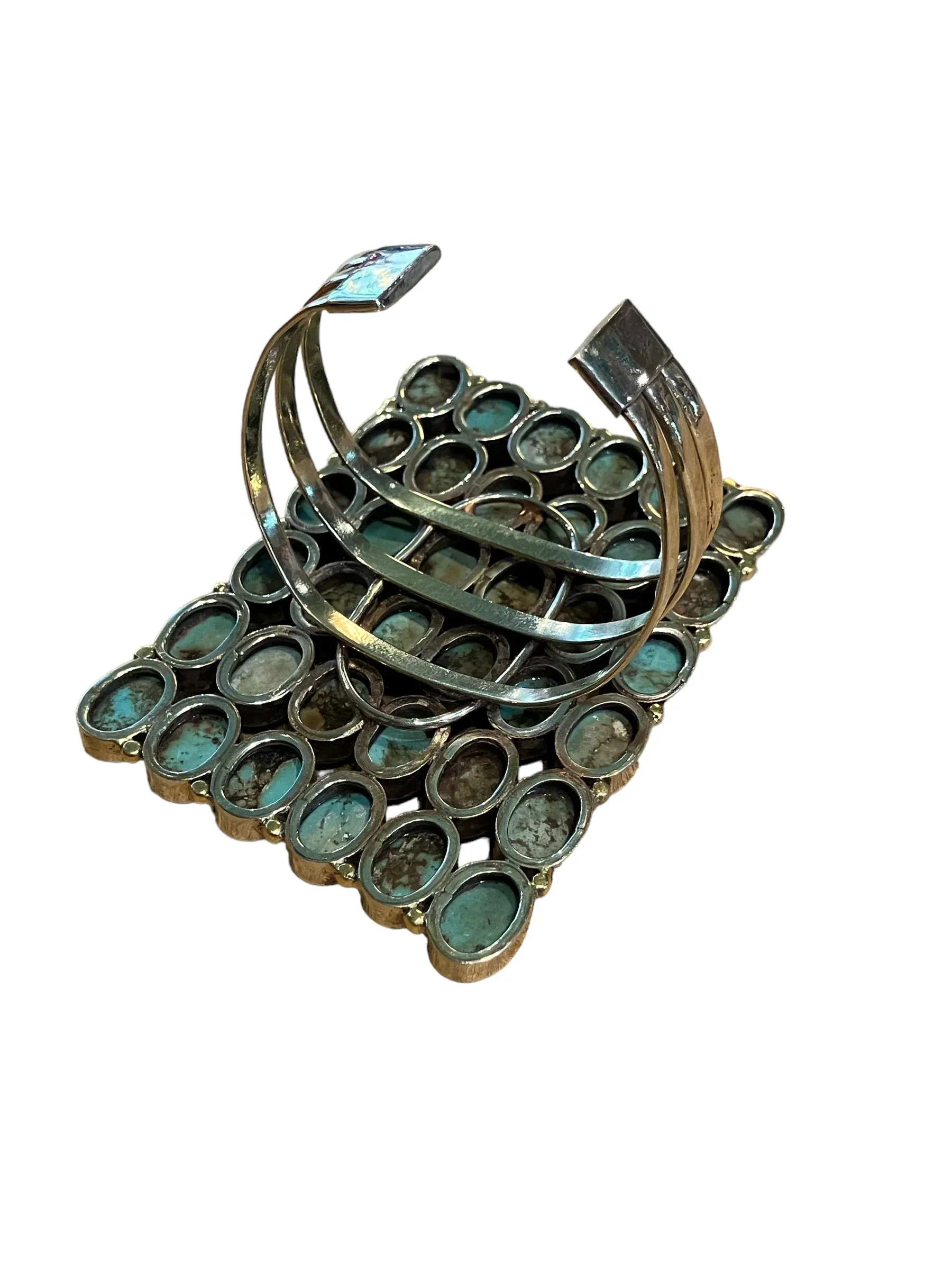 Turquoise Grid Cuff