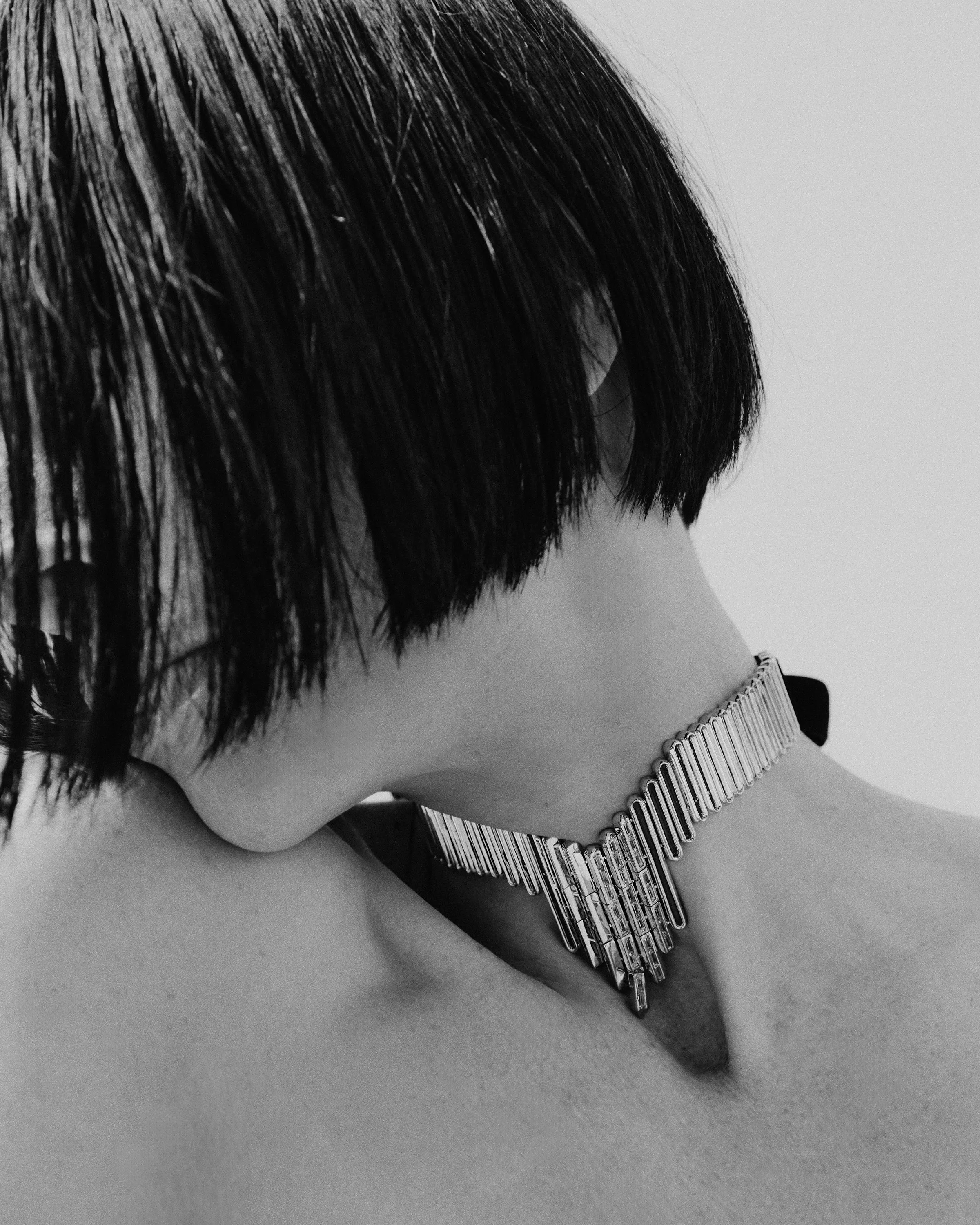 TWILL BAGUETTE COLLAR | PLATINUM VELVET
