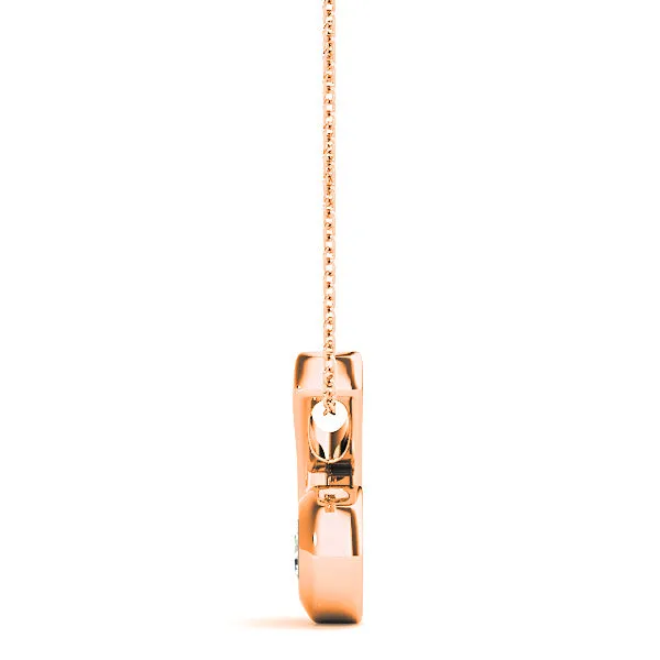 Twisted Bezel Set Round Diamond Solitaire Necklace Pendant