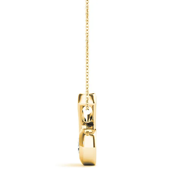 Twisted Bezel Set Round Diamond Solitaire Necklace Pendant