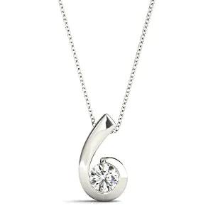 Twisted Bezel Set Round Diamond Solitaire Necklace Pendant