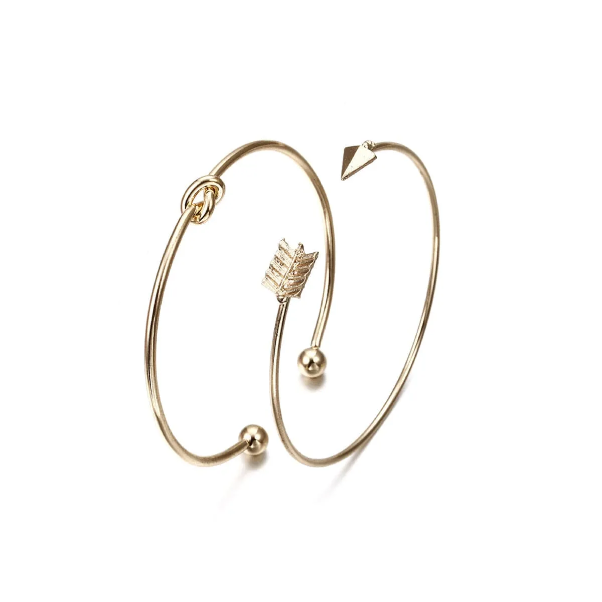 Two-Piece 18K Gold-Plated Arrow Cuff Bracelet Set