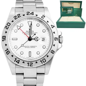 UNPOLISHED 2012 Rolex Explorer II 3186 MOVEMENT White Steel 16570 40mm Watch B P